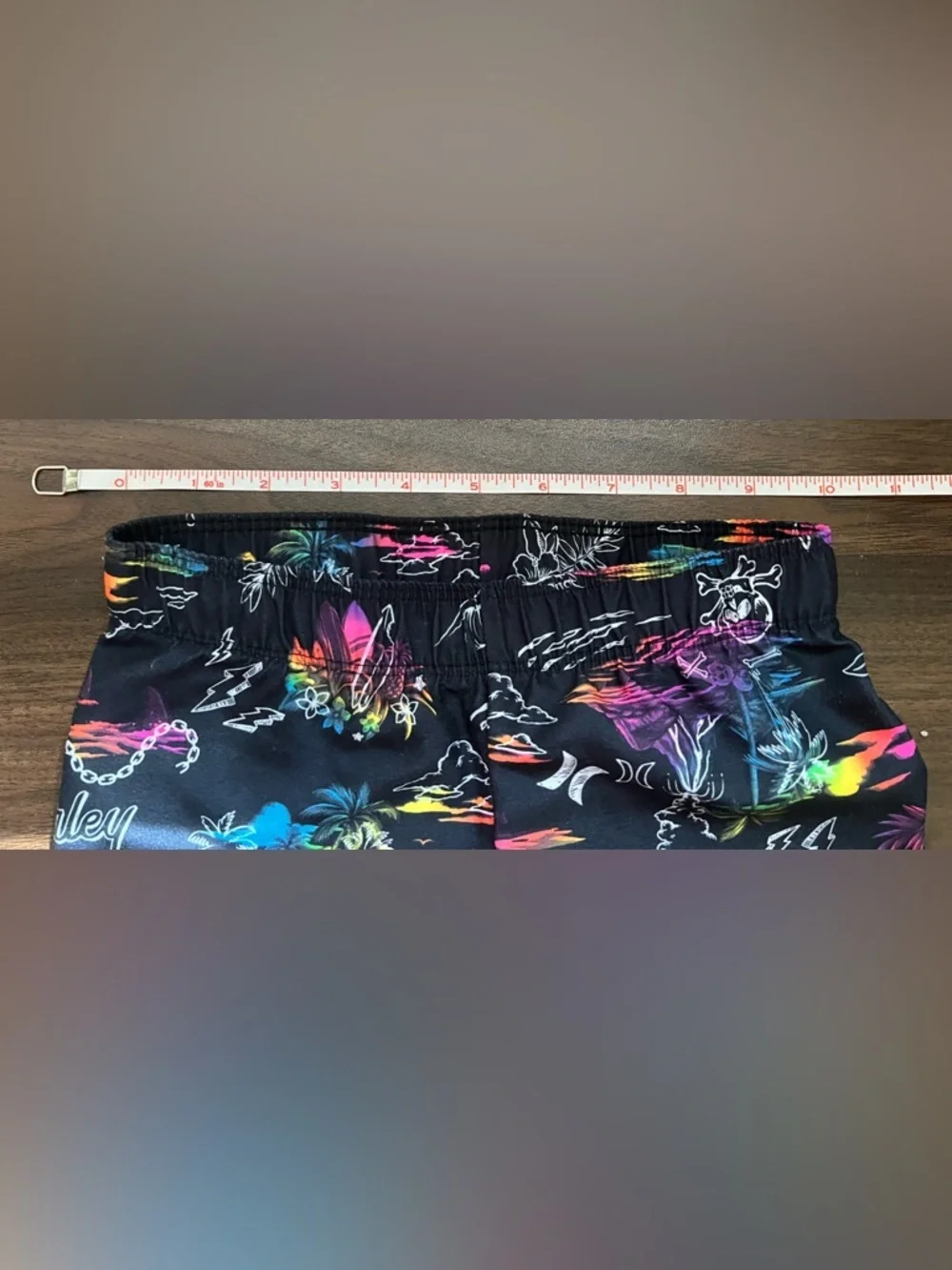 Hurley Black Swim Shorts with Neon Tropical Print